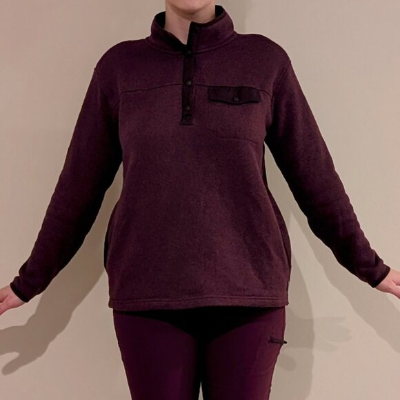 Eddie Bauer Women’s Purple Radiator Fleece Snap Pullover Sweater, Large - Picture 2 of 6